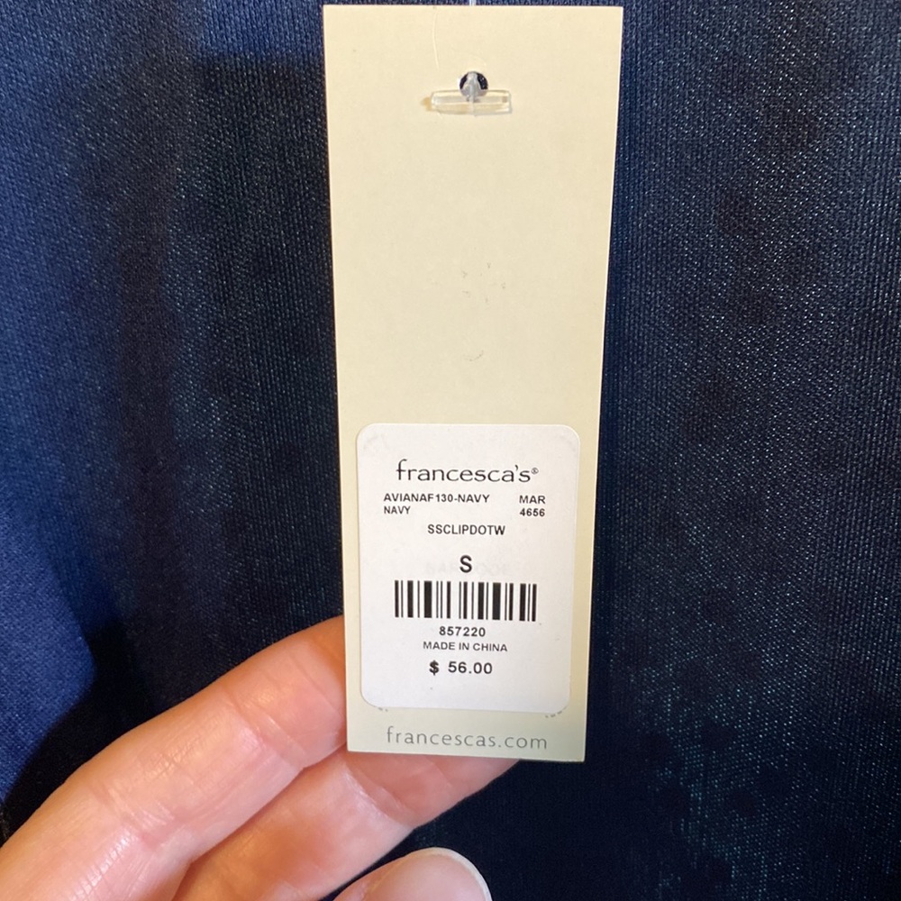 NWT Francesca’s Small Navy Blue Wrap Dress - Picture 2 of 8